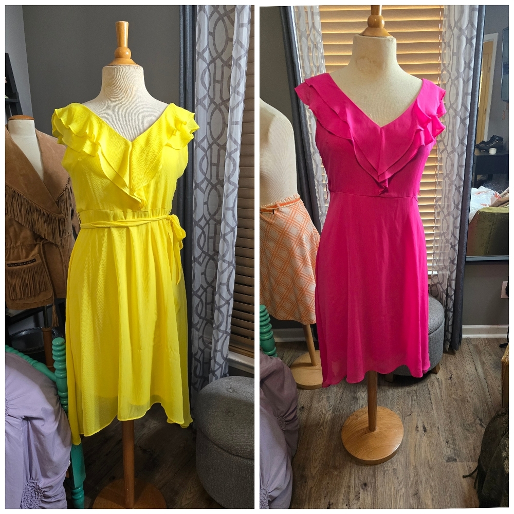 Two Beautiful Dresses for ONE Flirty and Feminine DKNY Yellow and Pink Dress